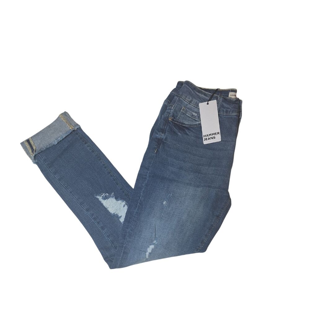 Hammer Jeans Los Angeles Size 7 NWT Mid Rise Ankle Skinny Distressed Cuffed